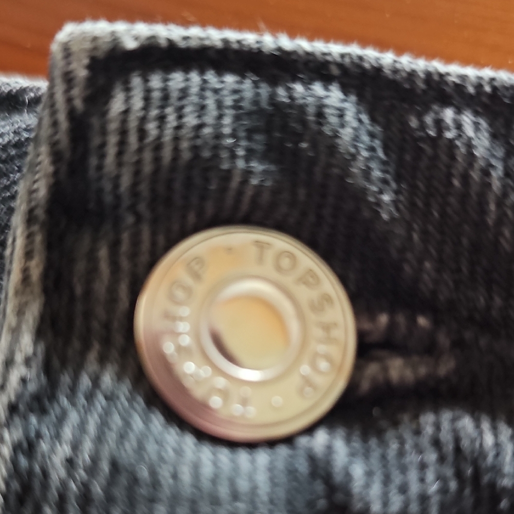 Topshop Black Denim Mini Skirt with Distressed Hem - Picture 4 of 7